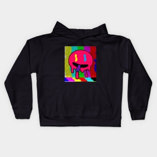 Colorful Trippy Graffiti Drip Silly Emoji Face Sticker Kids Hoodie